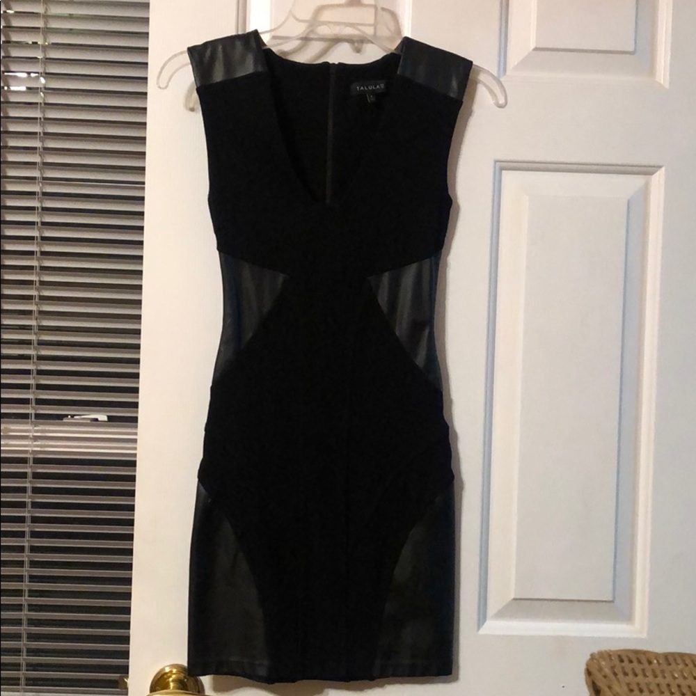Black Faux Leather Trimmed Talula Mini Dress